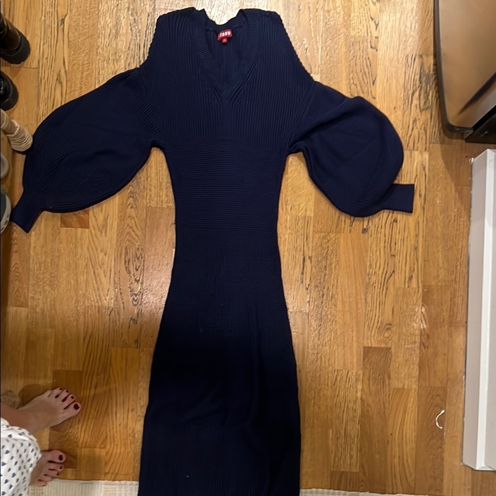 Staud Elegant Navy Blue Knit Dress XS
